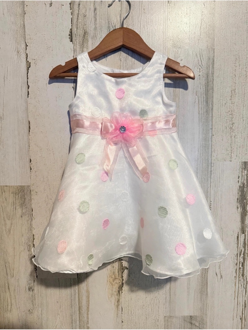 Youngland Girls 18M White Polka Dot Party Dress